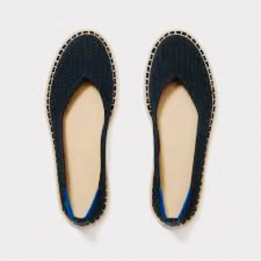 Rothy’s The Espadrille Knit Lace Up Black Flats